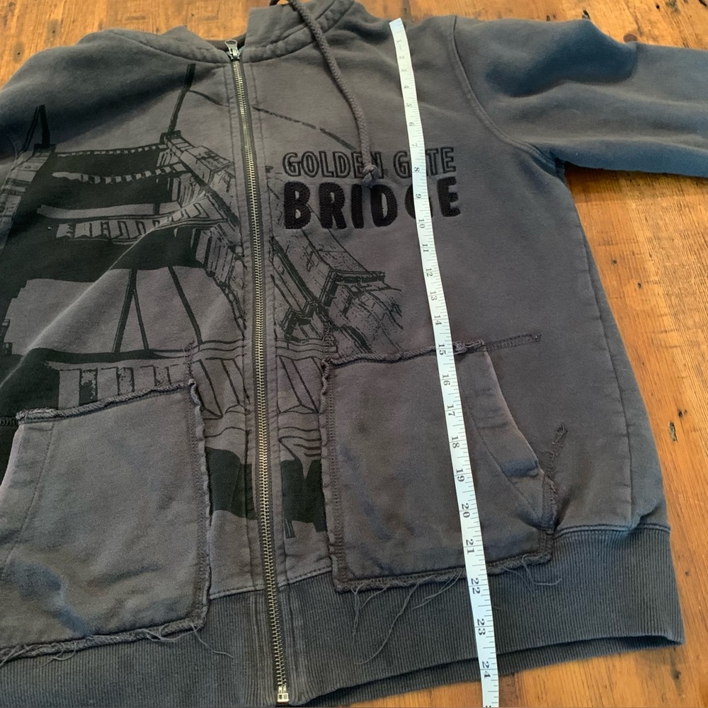 Golden Gate Bridge Dream Big Unique Distressed Streetwear Zip Up Hoodie Sz XS - Picture 7 of 10